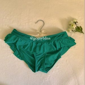 KENNETH COLE Reaction • Teal Green Ruffles Bikini Bottom Womens Small • (NWOT)